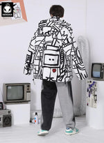 Abstract Geometric Removable Badge Padded Coat