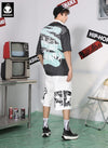 3D Zipper Crossbody Bag Letter Print Drop-Shoulder Sleeve T-Shirt