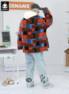 Multi Color Plaid Patch Padded Coat