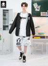 Plain Letter Print Jacket With Hooded