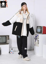 Color Block Patchwork Print Padded Coat