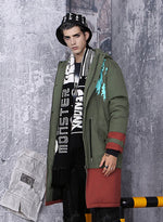 Contrast Color Spliced Waist Rope Padded Coat