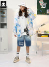 Oil Painting Painted Graffiti Letter Print Hooded Jacket