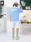 Fake Two Piece Contrast Color Cartoon Print Reflective Stripes T-Shirt