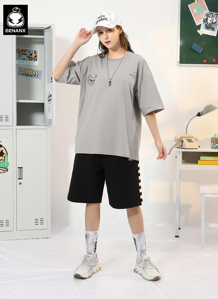 Cartoon Open Panel Print Drop-Shoulder Sleeve T-Shirt