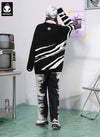 Cartoon Jacquard Zebra Print Drop-Shoulder Sleeve Sweater
