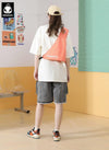 Colorblock Print Irregular Waist Bag Two-Piece Vest T-Shirt