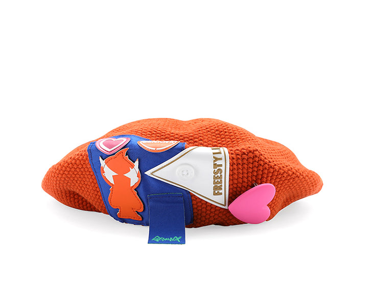 Orange Ribbon Patchwork Graphic Beret