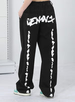 Black Stylish Graphic Straight Jeans