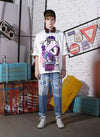 Hip Pop Portrait Print Loose Harem Denim Jeans