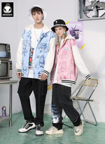 Comic Alien And Spaceship Print Couple Hooded Jacket