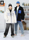 Color Block Letter Patchwork Safari Style Padded Coat
