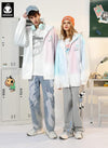 Gradient Color Graffiti Print Hooded Couple Jacket
