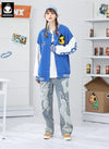 Sports Style Contrast Color Baseball Collar Jacket