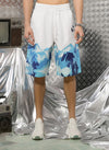 Color Block Glacier Print Casual Shorts
