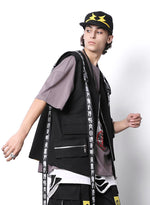 Safari Style Black Ribbon Print Vest
