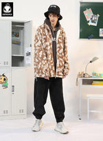 Letter Jacquard Cow Print Cashmere Jacket