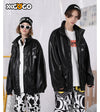 Street Black Print Couple Leather Jacket