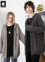 Plain Embroidery Hooded Knitted Cardigans