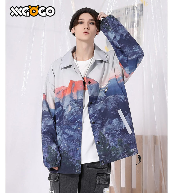 Sunset Mountain Print Graphic Jacket