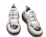 White Printed Stretch Rope Lace-Up Casual Shoes