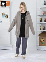 Plain Embroidery Hooded Knitted Cardigans