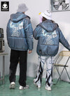 Graffiti Print Loose Padded Coat With Removable Hat