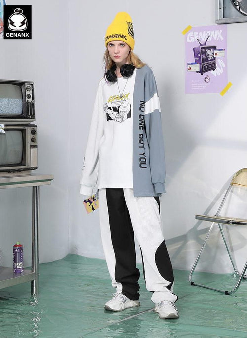 Sports Style Contrast Color Letter Print Casual Pants