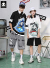 Street Style Painted Cartoon Letter Print T-Shirt