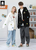 Typography Print Couple Hooded Jacket