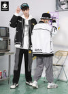 Comic Black And White Graffiti Print Baseball Couple Jacket