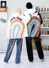Rainbow Print Stand Collar Padded Coat