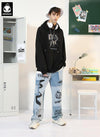 Street Style Contrast Color Letter Print Straight Jeans