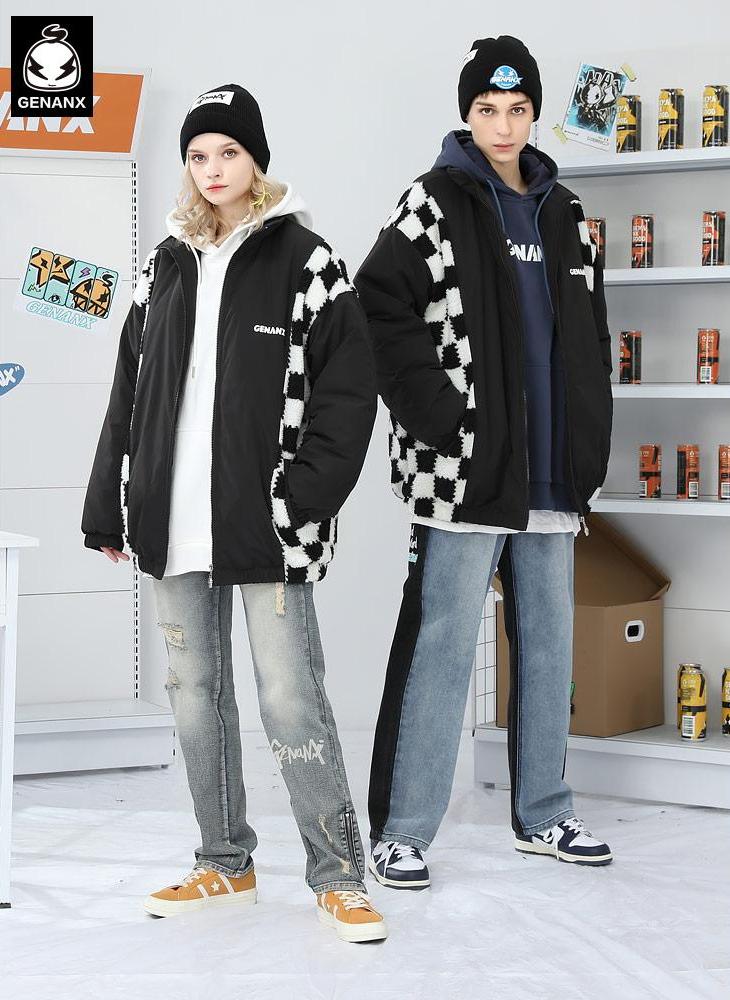 Checkerboard Cashmere Couple Padded Coat