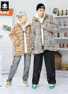 Casual Plaid Stand Collar Zipper Padded Coat