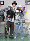Graffiti Tooling Buckle Pocket Drawstring Hem Jacket
