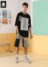 Contrast Color Plaid  Patch Straight Casual Shorts