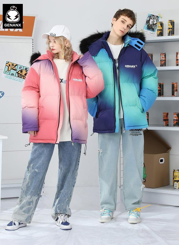 Removable Hat Gradient Padded Coat