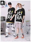 Simple Black Letter Print Couple Cotton T-Shirt