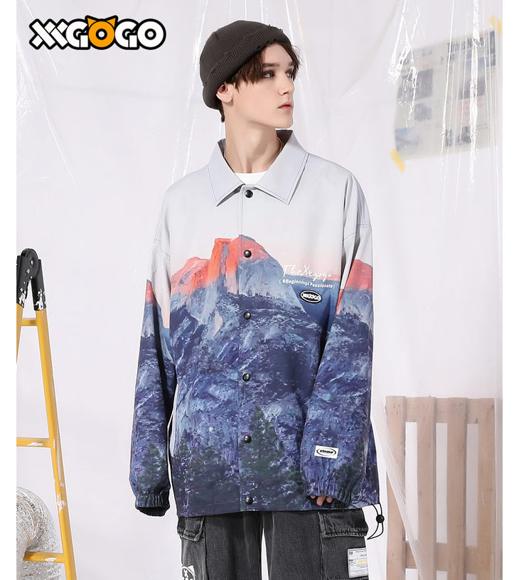 Sunset Mountain Print Graphic Jacket