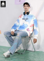 Color Block Graffiti Drop-Shoulder Sleeve Sweatshirt