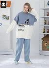 Color Block Letter Cartoon Jacquard Pullover Sweater