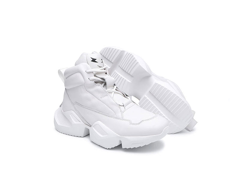 Hip Hop Leather Plain Chunky Sneakers