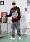 Letter Graffiti Print Pullover Couple Sweater