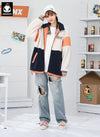 Color Block Logo Embroidery Polar Fleece Jacket