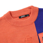 Orange Contrast Color Pockets Sweater