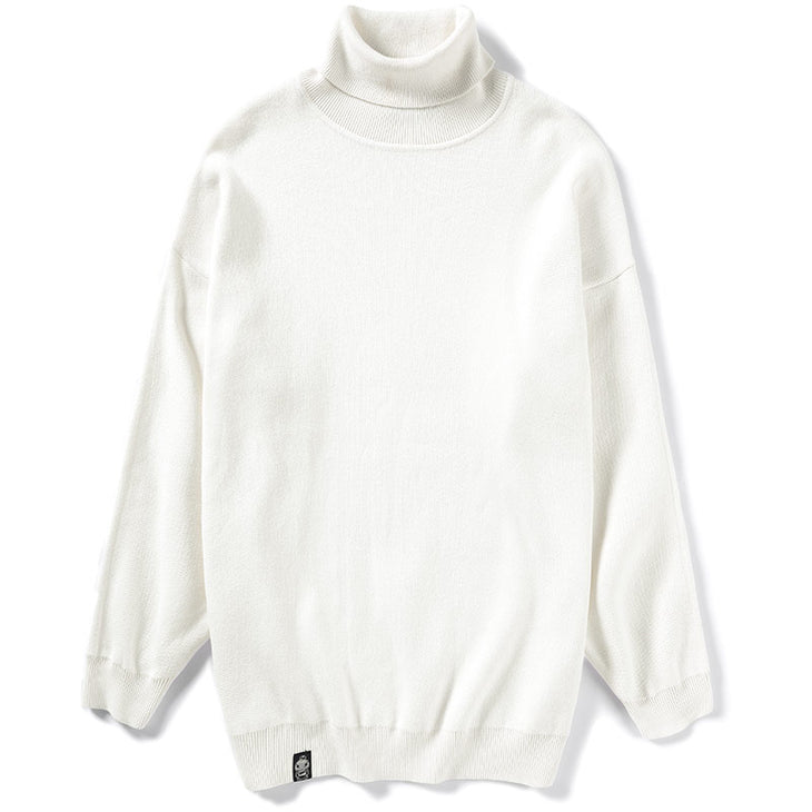 Plain Lapel Turtleneck Oversize Sweater