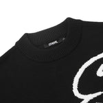 Black Cartoon Jacquard Pullover Sweater