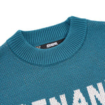 Black And Blue Jacquard Multicolor Crew Neck Sweater