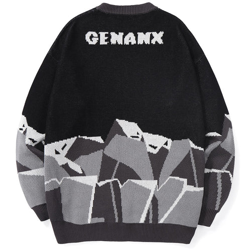 Black Casual Color Block Mock Neck Sweater
